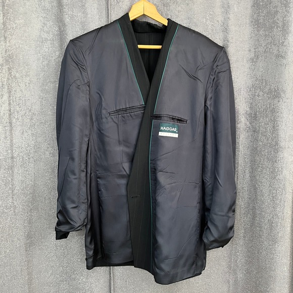 VTG Haggar Gallery Men's 40L Pinstripe Double Breasted Blazer USA Power Jacket - Picture 7 of 14